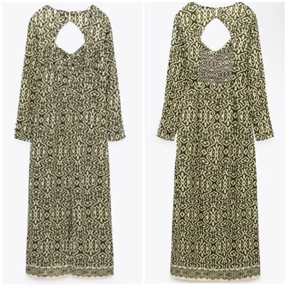 ZARA BOHO PRINTED MIDI DRESS - Picture 6 of 7